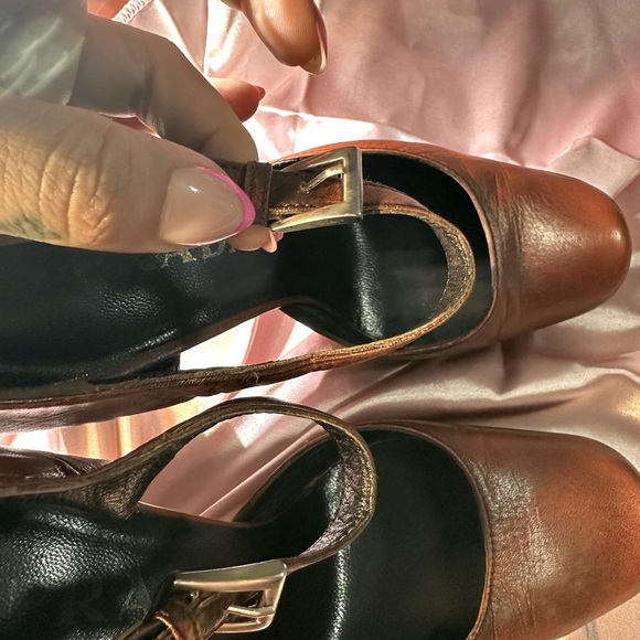 PRADA Brown Leather Mary Jane Block Heels size 36.5 - size 5.5/6 US - Picture 9 of 16